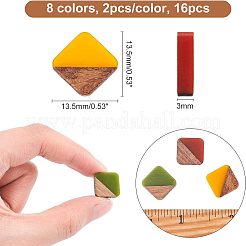 16Pcs 8 Colors Opaque Resin & Walnut Wood Cabochons&nbsp;RESI-OC0001-31