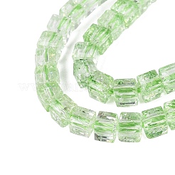 クラックル透明ガラスビーズ連売り  キューブ  多面カット  淡緑色  4~4.5x4~4.5x4~4.5mm  穴：1~1.2mm  約79~80個/連  13.78~13.98''（35~35.5センチメートル）&nbsp;GLAA-N062-4mm-06