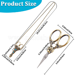 Vintage Stainless Steel & Synthetic Turquoise Sewing Scissors with Chain for Needlework&nbsp;NJEW-WH20004-09AB