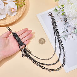 パンツ用合金1層チェーンベルト3本  合金回転式ナスカン付き  ガンメタ色  463mm&nbsp;AJEW-GF0011-93C