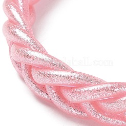 輝くプラスチックコード編みストレッチブレスレット  ピンク  内径：2-3/8インチ（6.1cm）&nbsp;BJEW-R313-04B