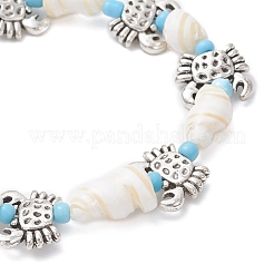 3Pcs Ocean Theme Natural Shell & Alloy Beaded Stretch Bracelets for Men Women&nbsp;BJEW-JB12387