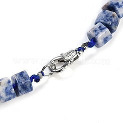Natural Blue Spot Jasper Hexagon Prism Graduated Beaded Necklaces for Women Men&nbsp;NJEW-K388-03C