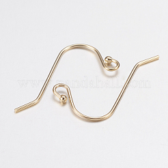 JK Findings製品  イエローゴールドフィルドピアスフック  1/20 14KGFゴールドフィルド  22x12x1mm  穴：2mm  ピン：0.5mm&nbsp;X-KK-G337-11G