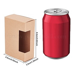 クラフト紙箱  窓付き  プラスチックカバーなし  長方形  淡い茶色  9.2x6.5x3.2cm&nbsp;CON-WH0073-44
