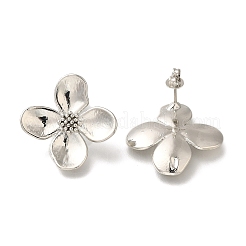 ラックメッキフラワー真鍮スタッドピアス  長持ちメッキ  鉛フリー＆カドミウムフリー  プラチナ  24x24mm&nbsp;EJEW-H016-26P