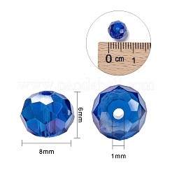 15色の電気メッキガラスビーズ  ABカラーメッキ  多面カット  ロンデル  ミックスカラー  8x6mm  穴：1mm  15色  30個/カラー  450個/箱&nbsp;EGLA-JP0002-02B-8mm
