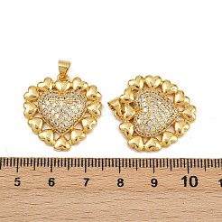 真鍮製マイクロパヴェキュービックジルコニアペンダント  ハート  16KGP本金メッキ  24.5x24x5mm  穴：4.5x3.5mm&nbsp;KK-C132-03G-G