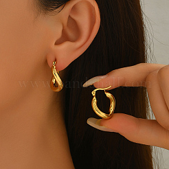 Stainless Steel Twist Ring Hoop Earrings&nbsp;UC2770