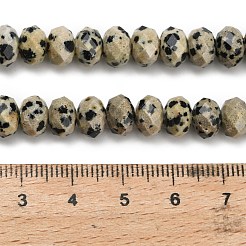 天然石ダルメシアンジャスパービーズ連売り  多面カット  ロンデル  8x5.5mm  穴：1.2mm  約69個/連  15.16''（38.5センチメートル）&nbsp;G-Z111-A18