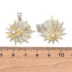 Brass Micro Pave Clear Cubic Zirconia Pendants&nbsp;KK-G543-10GP-04