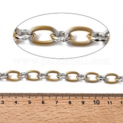 304ステンレススチールフィガロチェーン  溶接されていない  スプールで  ガンメタ色＆ステンレス鋼カラー  13x8x1.8mm&nbsp;SA-CBAB767-04GP