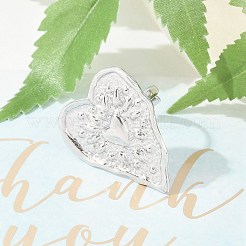 変色防止 304 ステンレススチール ハート オープン カフ リング  女性用ステートメントリング  ステンレス鋼色  ハート：34x29mm  内径: 調節可能&nbsp;RJEW-M047-08P