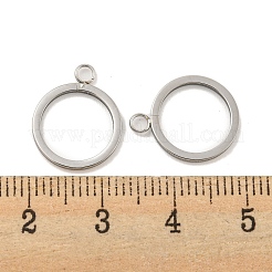 変色しない304ステンレススチールペンダント  レーザー切断  リングチャーム  ステンレス鋼色  15x12.5x1mm  穴：2mm&nbsp;STAS-P356-13P