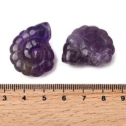 天然石アメジストペンダント  上部に穴が開けられた両面彫刻のオウムガイ  29x25x9.5mm  穴：1mm&nbsp;G-NH0065-01D