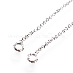 真鍮製スタッドピアスパーツ  カン付き  ピローロチェーン  アメリカンピアス  プラチナ  105x1mm  穴：1.8mm  ピン：0.8mm&nbsp;KK-I645-02P