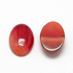 天然石縞瑪瑙/バンデットアゲートカボション  染め  オーバル  レッド  18x13x5mm&nbsp;G-R415-13x18-14