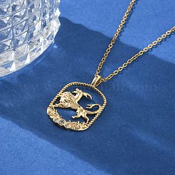 Brass Clear Cubic Zirconia Pendant Necklaces for Women&nbsp;NJEW-B121-01G-04