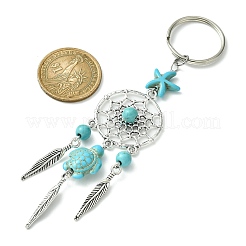 Alloy Woven Net/Web with Feather Pendant Keychain&nbsp;KEYC-JKC00590-01