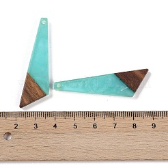 レジン＆ウッドパーツ  三角形のチャーム  アクアマリン  49x14.5x3.5mm  穴：2mm&nbsp;WOOD-F015-15D