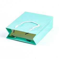 クラフト紙袋  ハンドル付き  ギフトバッグ  ショッピングバッグ  長方形  アクアマリン  20x15x6.2cm&nbsp;AJEW-F005-01-B01