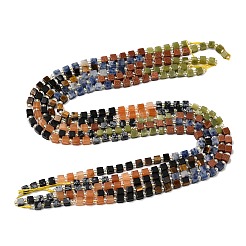 Synthetic Goldstone & Natural Chinese Southern Jade & Red Aventurine & Tiger Eye & Sodalite & Obsidian & Snowflake Obsidian Beads Strands&nbsp;G-H333-03J
