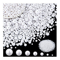 DIYビーズキット  ガラスシードビーズ入り  ABSプラスチックパール調ビーズ  ホワイト  2~12mm  穴：1~2.3mm  5030pc&nbsp;DIY-PH0030-47B