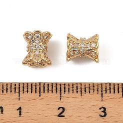 真鍮製マイクロパヴェキュービックジルコニアビーズ  花  18KGP本金メッキ  8x7mm  穴：1.6mm&nbsp;KK-K374-21G