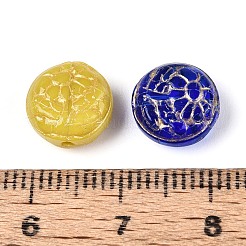 混合スタイルのガラスビーズ  フラットラウンド＆フラワー  ゴールドライン入り  ミックスカラー  10x5~5.5mm  穴：0.8~1mm&nbsp;GLAA-N066-01