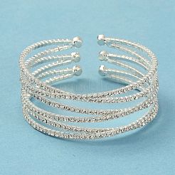 Iron Alloy Rhinestone Cuff Bangles&nbsp;BJEW-B052-01S