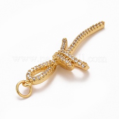 Rack Plating Brass Micro Pave Clear Cubic Zirconia Pendants&nbsp;KK-M229-12G