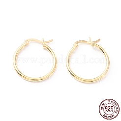 925スターリングシルバーフープピアス  女性のための分厚い小さなハギーフープピアス  18KGP本金メッキ  24x23x2mm  ピン：0.6x1.2mm&nbsp;STER-P047-13C-G