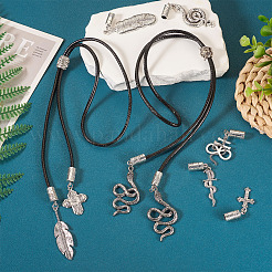 16Pcs 8 Styles Tibetan Style Alloy Cord Ends with Pendants&nbsp;FIND-TA0004-20