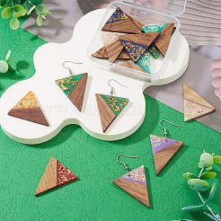 14Pcs 7 Colors Opaque Resin and Walnut Wood Pendants&nbsp;RESI-TA0005-15