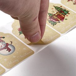 クリスマスをテーマにしたポリゴンロールステッカー  粘着紙ギフトタグステッカー  パーティーのために  装飾的なプレゼント  ミックスカラー  60x40x0.1mm  300PCS /ロールについて&nbsp;DIY-B045-08