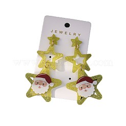 Star with Santa Claus Iron Acrylic Dangle Stud Earrings&nbsp;FS-WGF30DA-05