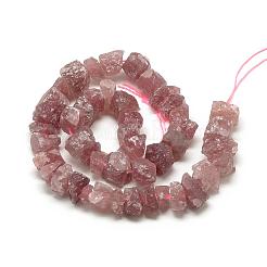 天然石ストロベリークォーツビーズ連売り  ナゲット  7~15x9.5~13x9.5~13mm  穴：1mm  約43~45個/連  15.7インチ&nbsp;G-R427-07