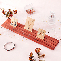 3-Slot Rectangle Wood Earring Display Card Stands&nbsp;EDIS-WH0012-45A