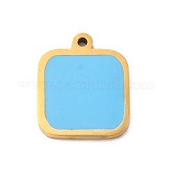 304ステンレススチールエナメルペンダント  スクエアチャーム  ゴールドカラー  ミックスカラー  13x11x1.4mm  穴：1mm&nbsp;STAS-A078-07G