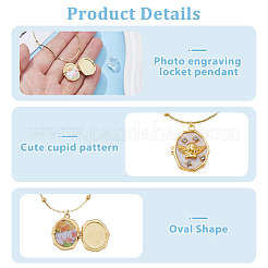 1Pc Cupid Brass Crystal Rhinestone Oval Locket Necklaces&nbsp;NJEW-HS0001-14
