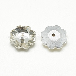 ガラスビーズ  バックメッキ  多面カット  スノーフレーク  透明  6x2mm  穴：0.5mm&nbsp;RGLA-T109-6mm-001