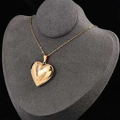 304 Stainless Steel Heart Locket Pendant Cable Chain Necklaces for Women&nbsp;NJEW-M050-04E-G