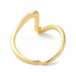 Rack Plating Wave Brass Open Cuff Ring for Women&nbsp;RJEW-S413-04G