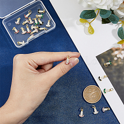 24PCS 6Colors Brass Micro Pave Cubic Zirconia Charms&nbsp;KK-DC0003-75