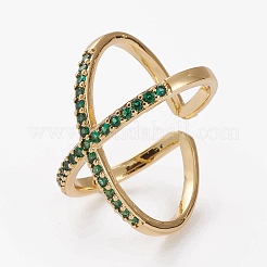 Brass Micro Pave Cubic Zirconia Cuff Rings&nbsp;RJEW-C101-13G-E