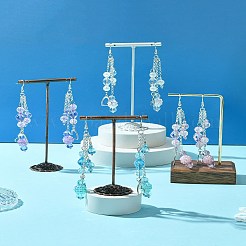 真鍮のハート型ダングルイヤリング  アクリル樹脂と  プラチナ  紫色のメディア  100mm&nbsp;EJEW-FS00044