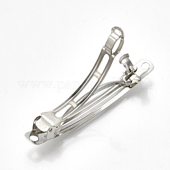 プラチナメッキの鉄の髪留めのパーツ  フランスヘアクリップパーツ  約59mm長  6 mm幅&nbsp;X-PJH1015Y