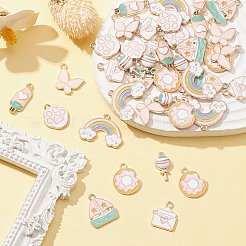 40個8スタイルアロイエナメルペンダント  風車/ロリポップ/ドーナツ/封筒/虹  ライトゴールド  ミックスカラー  15~20.5x8~24.5x1.5~2mm  穴：1.6mm  5個/スタイル&nbsp;ENAM-CJ0004-76