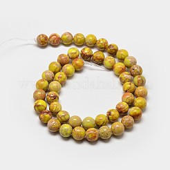 丸い天然インペリアルジャスパービーズ  染め  ゴールド  6mm  穴：1mm  約62個/連  15インチ&nbsp;G-I122-6mm-02