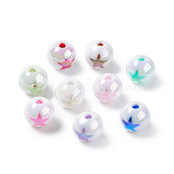 UV Plating Rainbow Iridescent Acrylic Beads&nbsp;OACR-H015-14